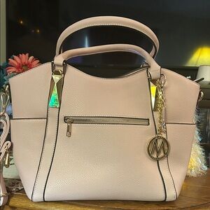 Chic Blush Satchel with Gold Accents